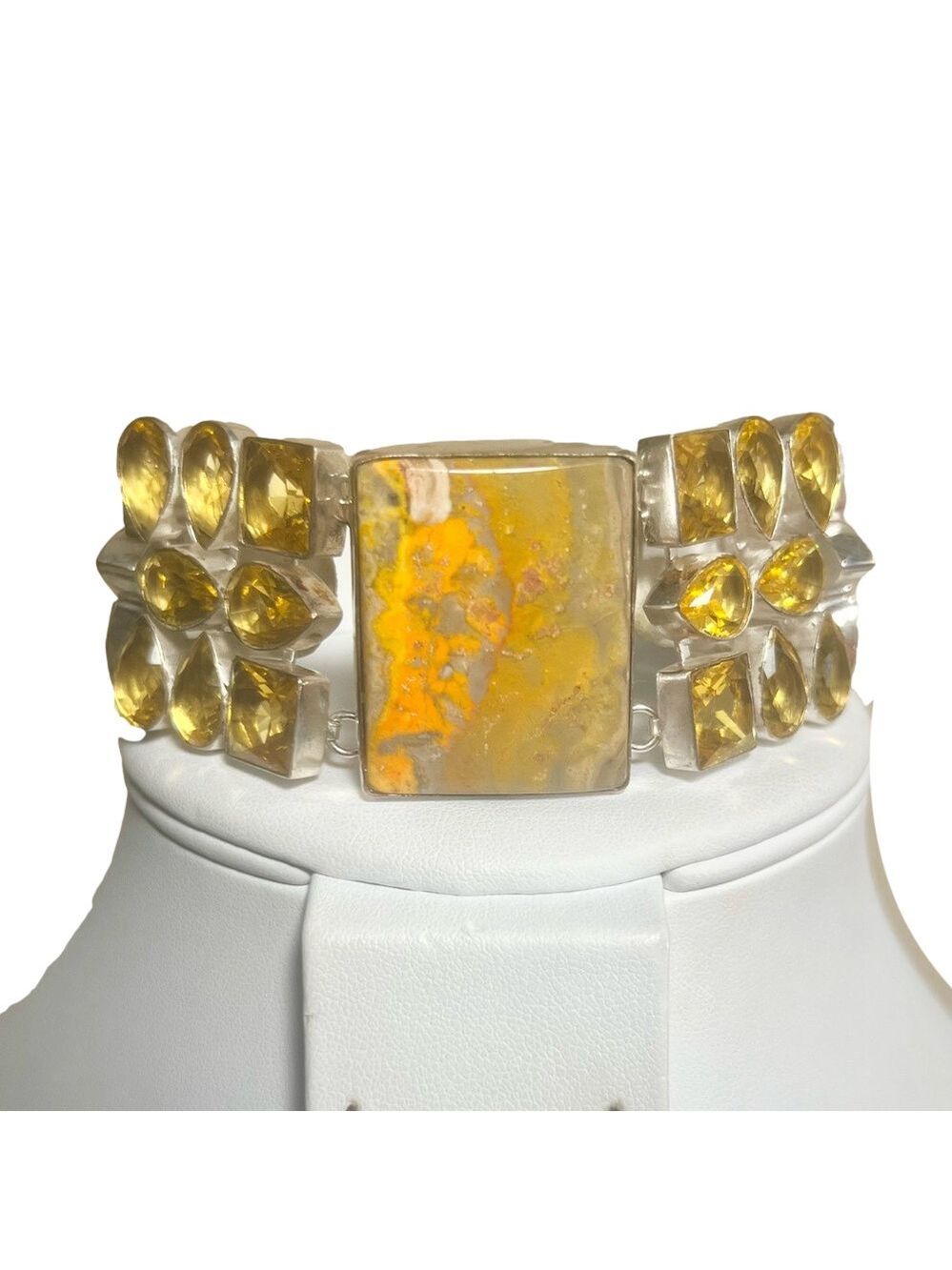 Bumble Bee Jasper 925 Large Gemstone Bracelet
